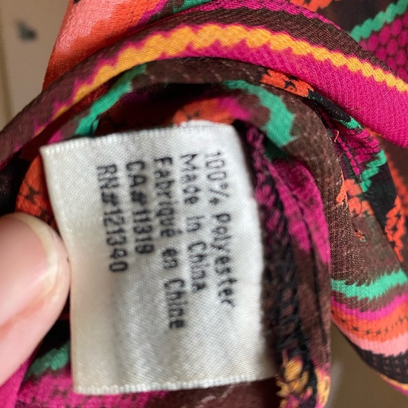 2/$25- Double V-Neck Sheer Psychedelic Raglan Blouse - Picture 7 of 8